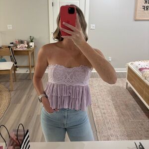 purple flowy free people tube top